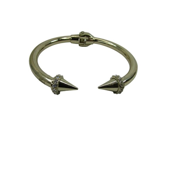Goldtone Spring Hinge Bangle Bracelet Gold Tone Pointed 47277 - Picture 1 of 5